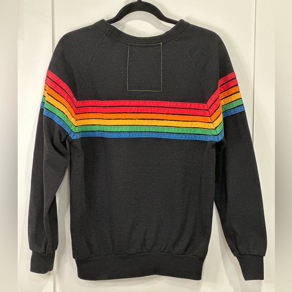 Aviator Nation Rainbow Stripe 6 Heather Gray Crewneck Sweatshirt Unisex Small - Picture 2 of 7